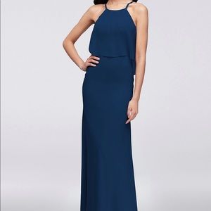 Flounced Crinkle Chiffon Sheath Dress